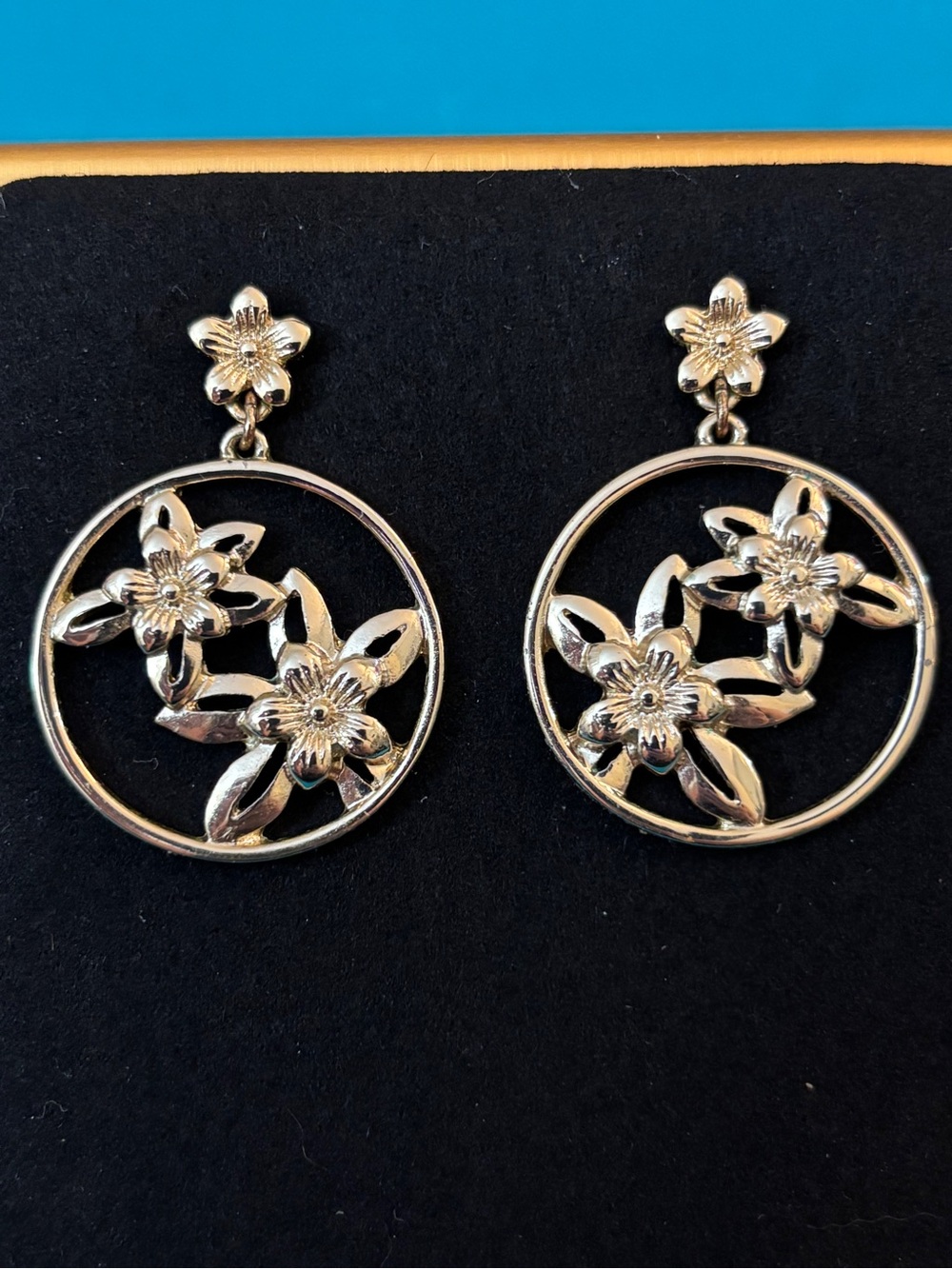 Floral Hoop Stud Drop Earrings